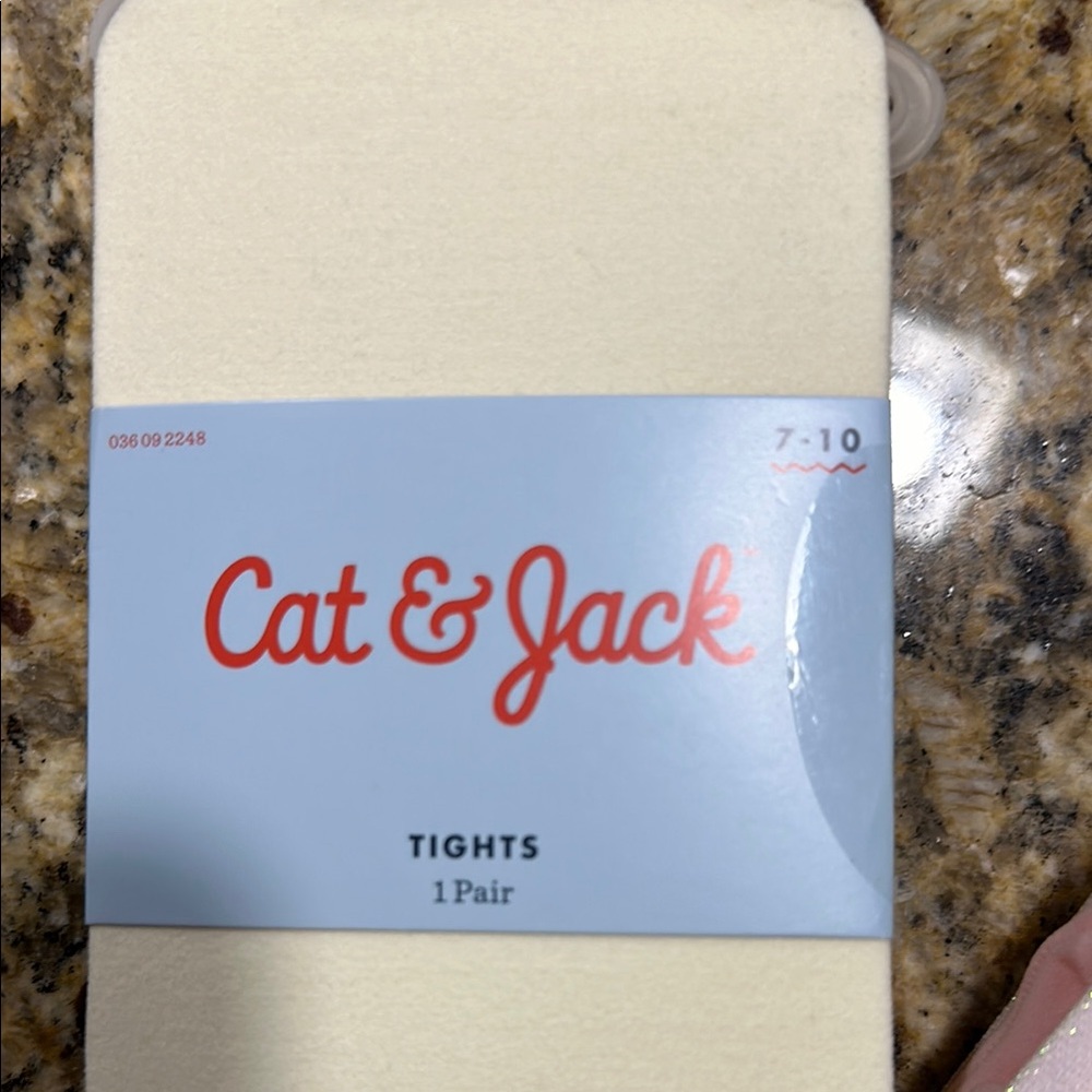 Cat & Jack Soft Cream and Pink Tights - Picture 2 of 3